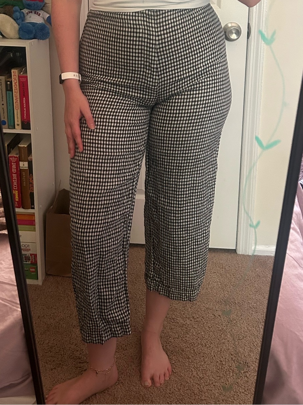 Reformation Andi Pant. Black & White Gingham Cropped Pants